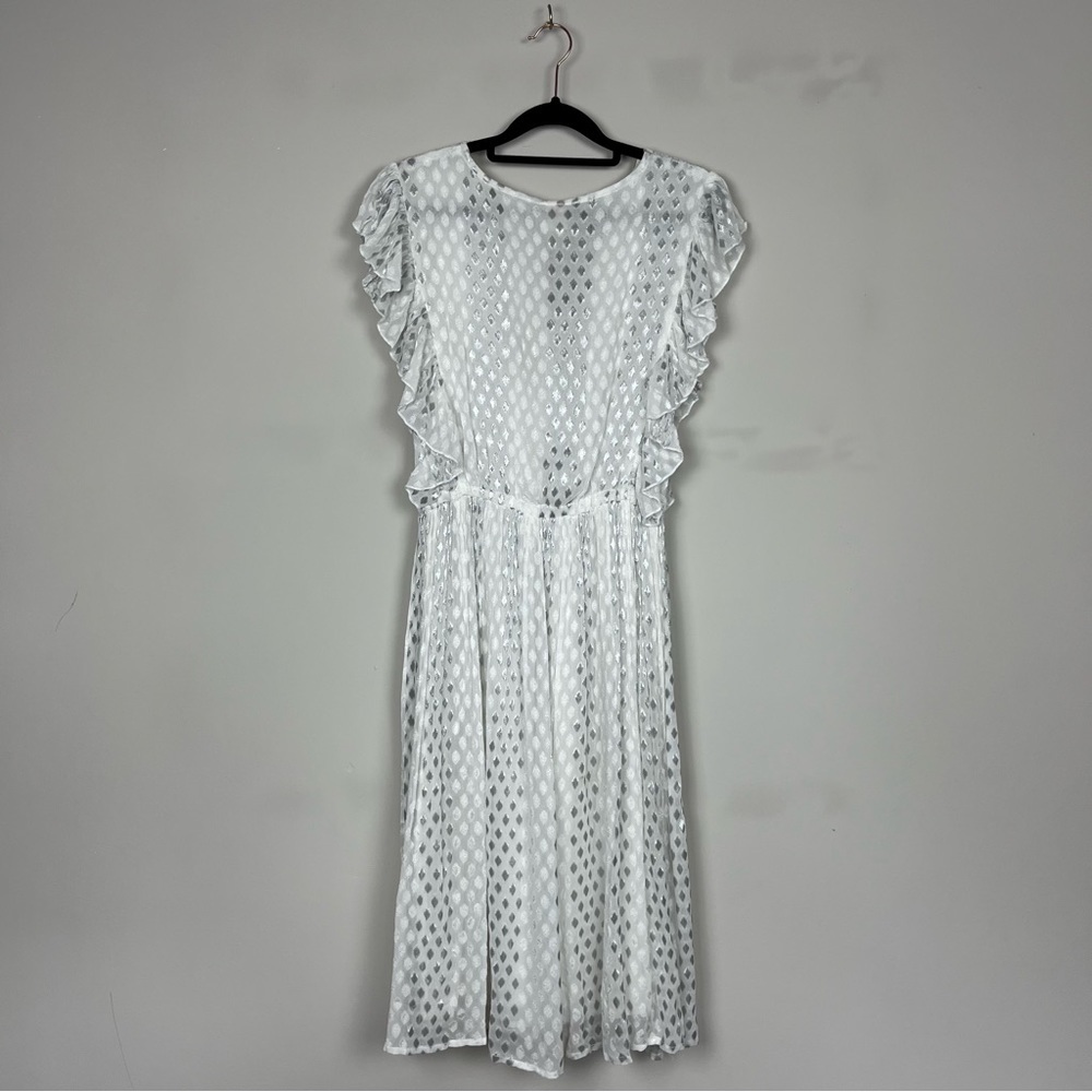 NWT ANTHROPOLOGIE RAGA WHISKED AWAY SURPLICE DRESS IN SILVER WHITE SIZE SMALL - Picture 13 of 15